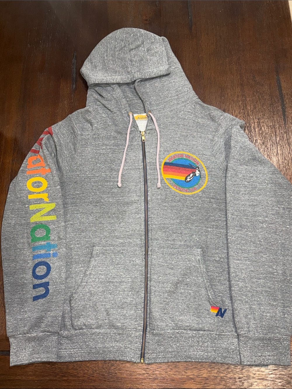 Aviator Nation Gray Zip up Hoodie Venice Ca XL